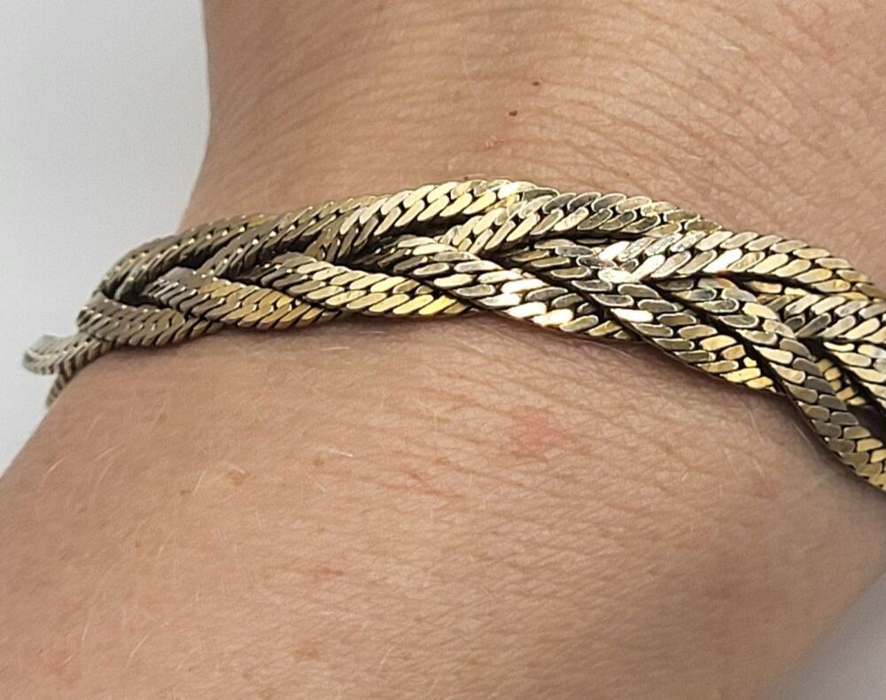 Estate Braided Goldtone Chain Braclet 7in